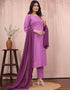 chic purple cotton slub designer party wear readymade salwar suit with purple cotton slub of-13732-acy4526 Side View